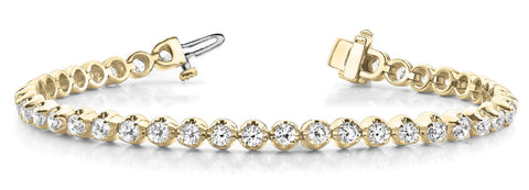 Yellow gold Round Diamond Bezel-Set Tennis Bracelet