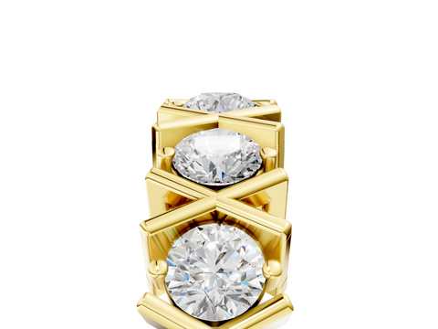 Yellow gold Round Diamond Channel Set X-Prong Band