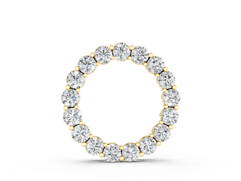 Yellow gold Round Diamond Circle Pendant with Prong Setting