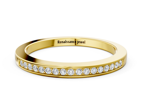 Yellow gold Round Diamond Half Eternity Pavé Band