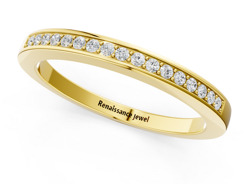 Yellow gold Round Diamond Half Eternity Pavé Band