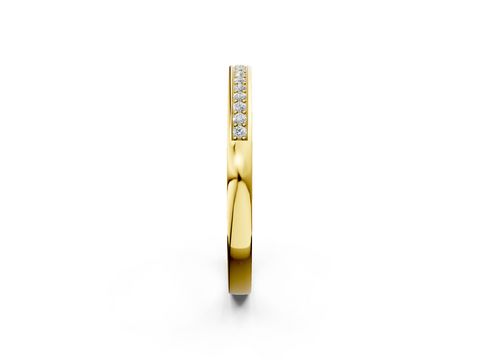 Yellow gold Round Diamond Half Eternity Pavé Band