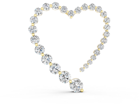 Yellow gold Round Diamond Heart Pendant with Prong Setting