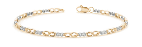 Yellow gold Round Diamond Infinity Link Tennis Bracelet with Bezel Setting