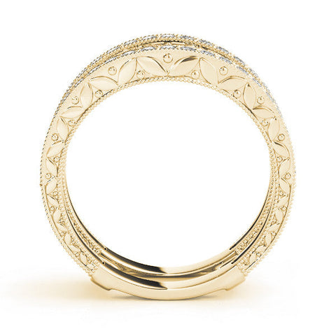 Yellow gold Round Diamond Milgrain Pave Eternity Band with Channel Setting