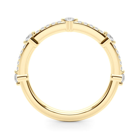 Yellow gold Round Diamond Pavé Eternity Band with Prong Setting