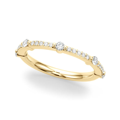 Yellow gold Round Diamond Pavé Eternity Band with Prong Setting