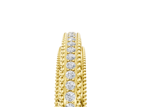 Yellow gold Round Diamond Pavé Milgrain White Gold Eternity Band