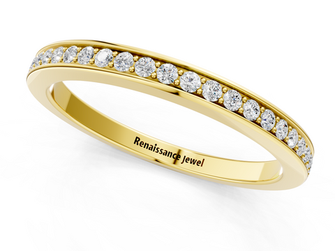 Yellow gold Round Diamond Pavé Set Eternity Band with Channel Setting