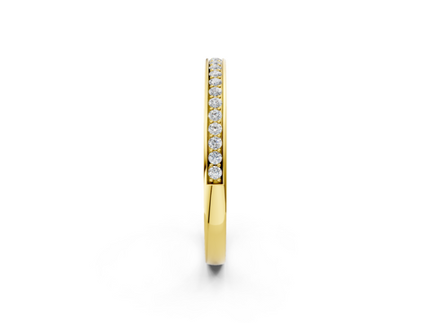 Yellow gold Round Diamond Pavé Set Eternity Band with Channel Setting