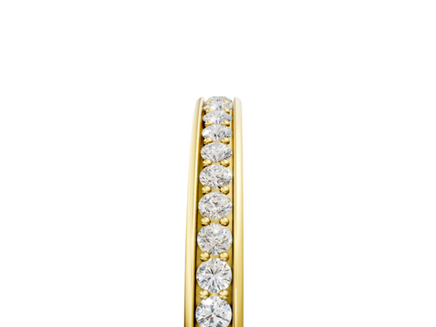 Yellow gold Round Diamond Pavé Set Eternity Band with Channel Setting