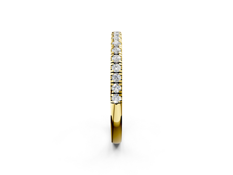 Yellow gold Round Diamond Pavé Set Half Eternity Band with Shared Prong Setting