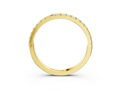 Yellow gold Round Diamond Pavé Set Half Eternity Band with Shared Prong Setting