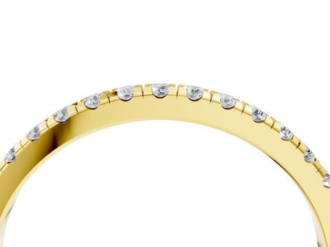 Yellow gold Round Diamond Pavé Set Half Eternity Band with Shared Prong Setting