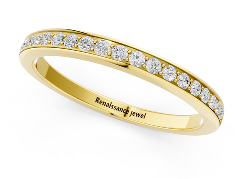 Yellow gold Round Diamond Pavé Set Half-Eternity Band