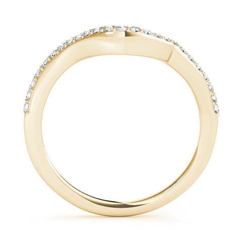 Yellow gold Round Diamond Pavé Twist Band with Shared Prong Setting