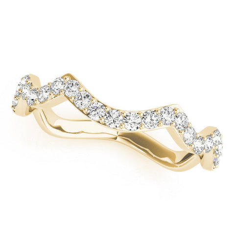 Yellow gold Round Diamond Pavé Zigzag Eternity Band