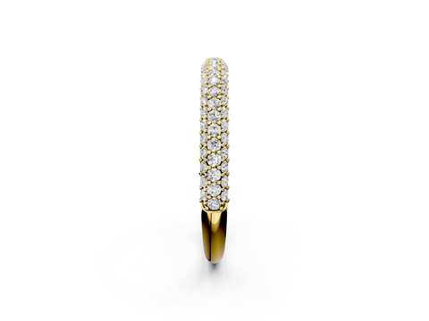 Yellow gold Round Diamond Pave Set Eternity Band with Shared Prong Setting