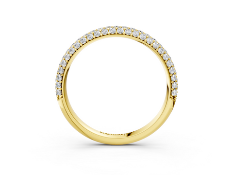 Yellow gold Round Diamond Pave Set Eternity Band with Shared Prong Setting