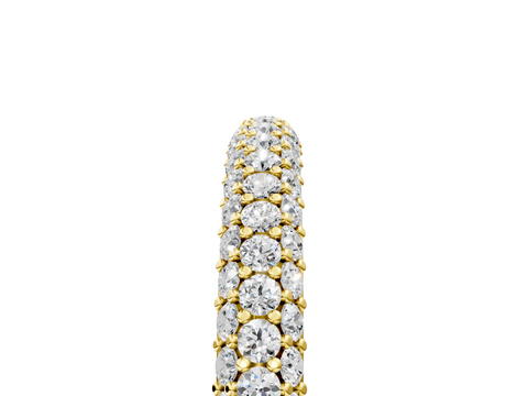 Yellow gold Round Diamond Pave Set Eternity Band with Shared Prong Setting