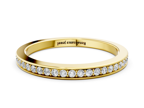 Yellow gold Round Diamond Pave Set Eternity Band