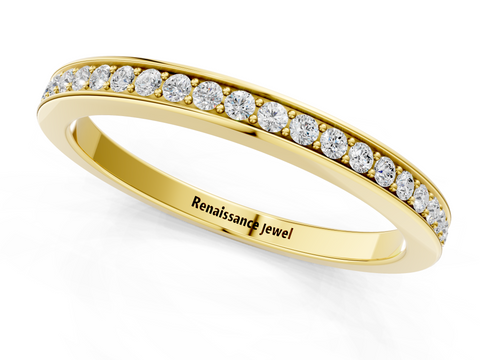 Yellow gold Round Diamond Pave Set Eternity Band
