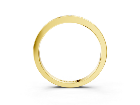 Yellow gold Round Diamond Pave Set Eternity Band