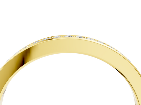 Yellow gold Round Diamond Pave Set Eternity Band
