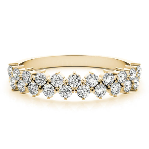 Yellow gold Round Diamond Prong Set Chevron Band