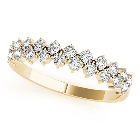 Yellow gold Round Diamond Prong Set Chevron Band
