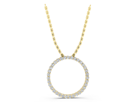 Yellow gold Round Diamond Prong-Set Eternity Pendant