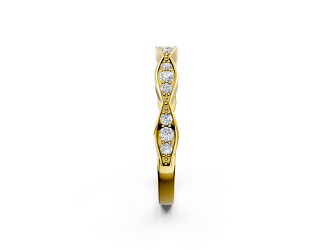 Yellow gold Round Diamond Scalloped Pavé Eternity Band