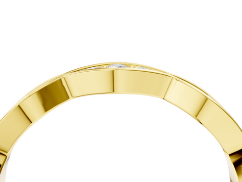 Yellow gold Round Diamond Scalloped Pavé Eternity Band