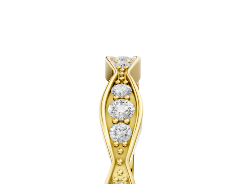 Yellow gold Round Diamond Scalloped Pavé Eternity Band
