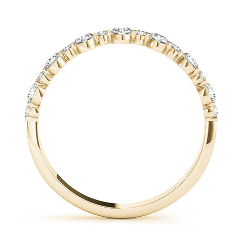 Yellow gold Round Diamond Scalloped Prong Set Eternity Band