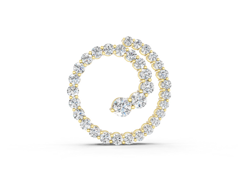 Yellow gold Round Diamond Spiral Pendant with Prong Setting