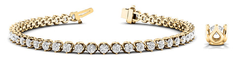Yellow gold Round Diamond Tennis Bracelet with Box Chain and Basket Prong Setting
