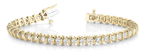 Yellow gold Round Diamond Tennis Bracelet with Channel Setting and Box Clasp