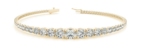Yellow gold Round Diamond Tennis Bracelet with Four-Prong Setting on a White Gold Band