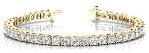 Yellow gold Round Diamond Tennis Bracelet with Prong Setting