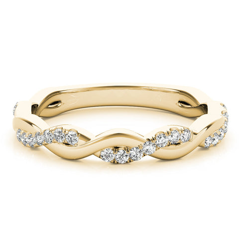 Yellow gold Round Diamond Twist Eternity Band with Pavé Setting