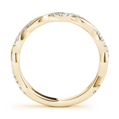 Yellow gold Round Diamond Twist Eternity Band with Pavé Setting