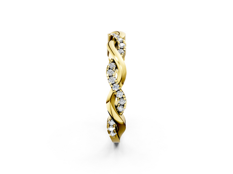 Yellow gold Round Diamond Twist Eternity Band with Pavé Setting