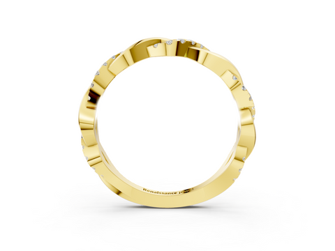 Yellow gold Round Diamond Twist Eternity Band with Pavé Setting