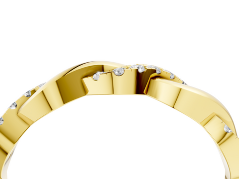 Yellow gold Round Diamond Twist Eternity Band with Pavé Setting