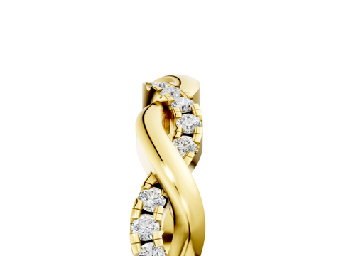 Yellow gold Round Diamond Twist Eternity Band with Pavé Setting