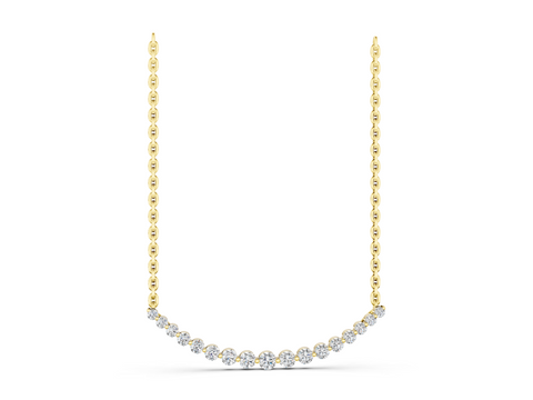 Yellow gold Round Diamond V-Prong Bar Pendant
