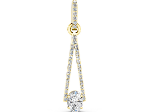 Yellow gold Round Diamond V-Prong Pavé Pendant