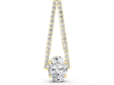 Yellow gold Round Diamond V-Prong Pavé Pendant