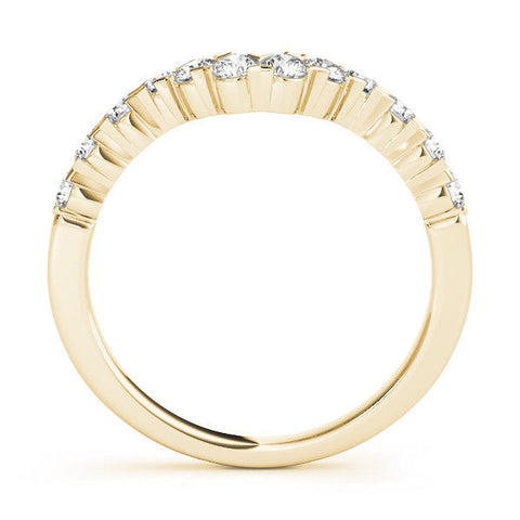 Yellow gold Round Diamond V-Shaped Prong Set Eternity Band
